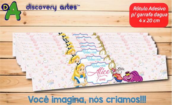 Rótulo Adesivo Garrafa D'água Alice no País das Maravilhas