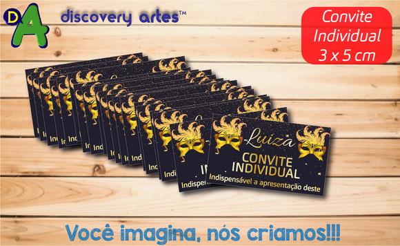 Convite Individual Dourado Baile de Máscaras 15 Anos