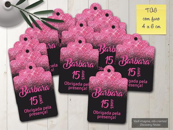 Tag com Furo Preto com Pink