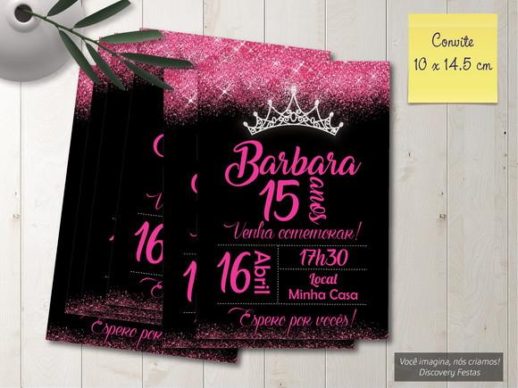 Convite Preto com Pink Debutante