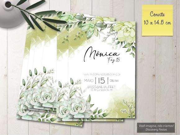 Convite Debutante Floral Verde