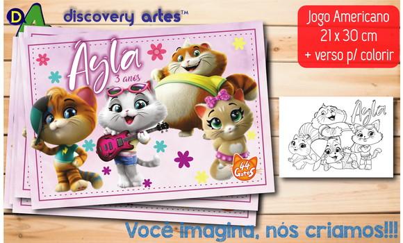 Jogo Americano Infantil 44 Gatos (descartável - Tamanho A4)