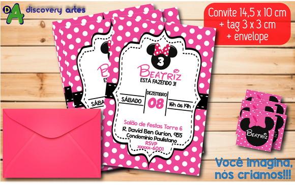 Convite Minnie Rosa