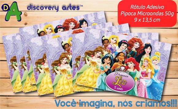 Rótulo Adesivo Pipoca de Microondas Princesas