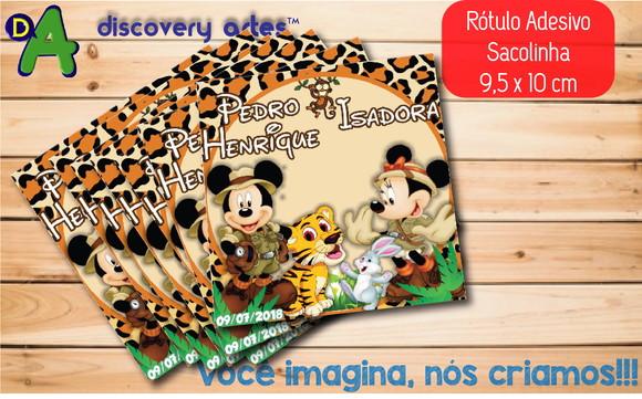 Rótulo Adesivo Sacolinha Mickey Safari