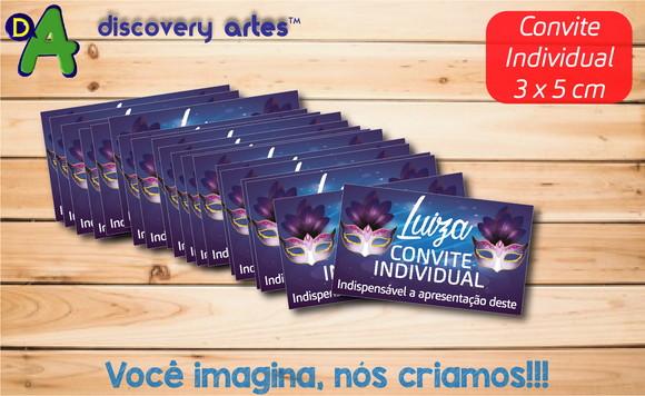 Convite Individual Azul Baile de Máscaras 15 Anos
