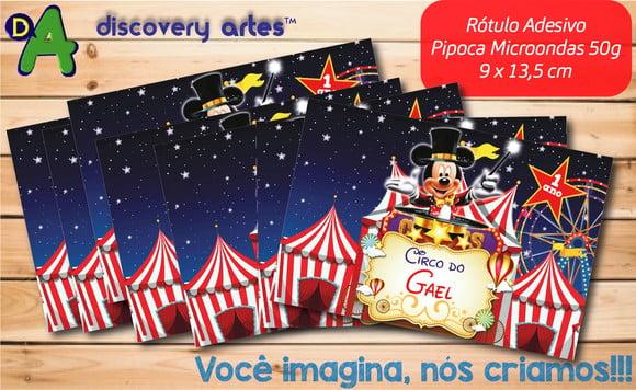 Rótulo Adesivo Pipoca de Microondas Circo do Mickey