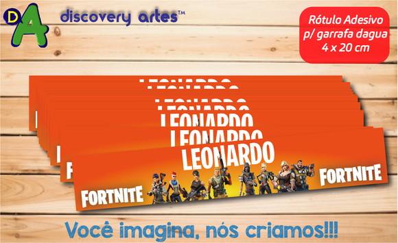 Rótulo Adesivo Garrafa D'água Fortnite