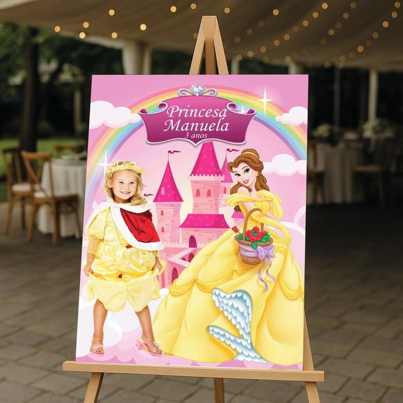Placa de Recepção Princesa Bela com Foto da Criança