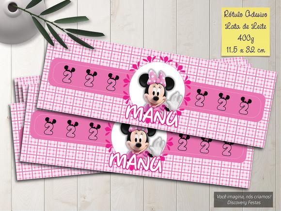 Rótulo Adesivo Lata de Leite 400g Minnie Rosa