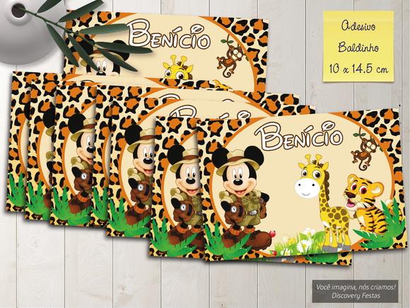 Rótulo Adesivo Baldinho Mickey Safari