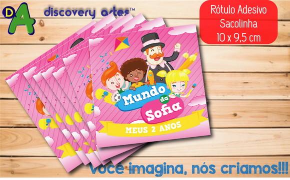 Rótulo Adesivo Sacola Mundo Bita Rosa