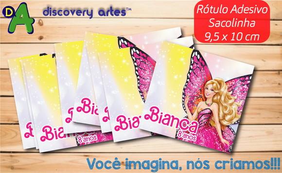 Rótulo Adesivo Sacolinha Barbie Butterfly