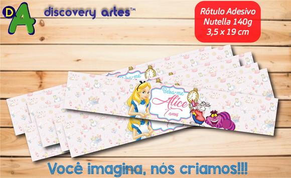 Rótulo Adesivo Nutella Alice no País das Maravilhas