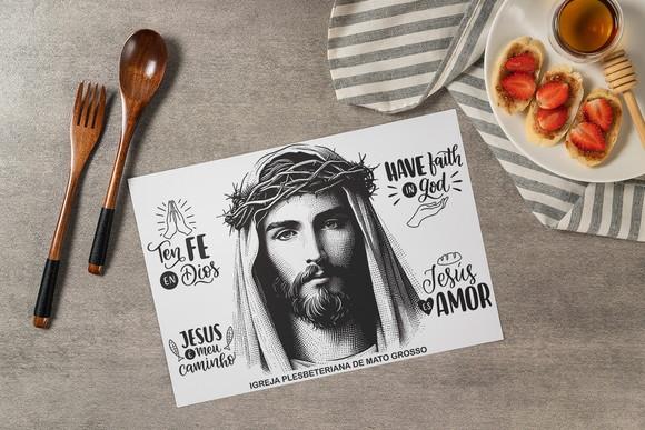 Jogo Americano Jesus (descartável)