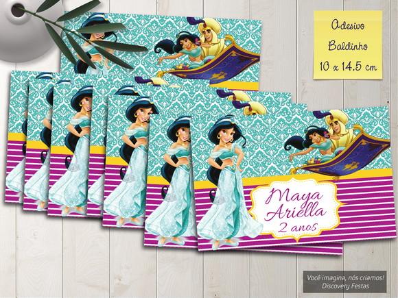 Rótulo Adesivo Baldinho Princesa Jasmine