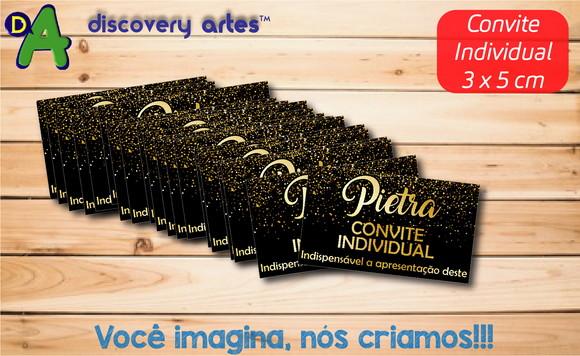 Convite Individual 15 Anos Preto com Dourado