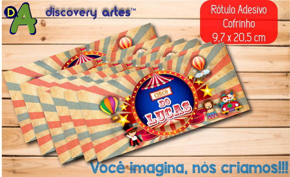 Rótulo Adesivo Cofrinho Circo Vintage