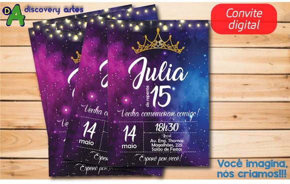 Convite digital debutante 15 anos Galaxia
