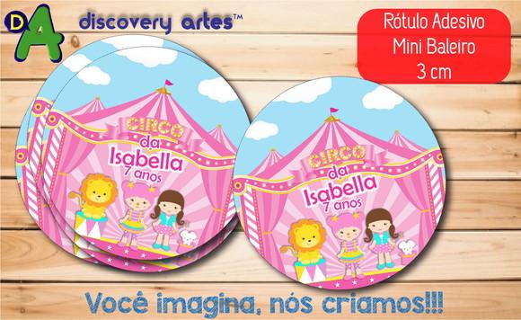 Rótulo Adesivo Mini Baleiro Circo Rosa