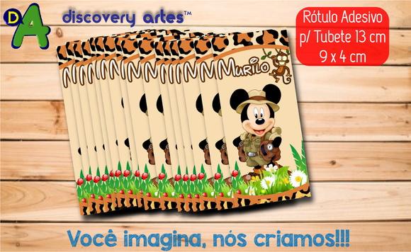 Rótulo Adesivo Tubete Mickey Safari