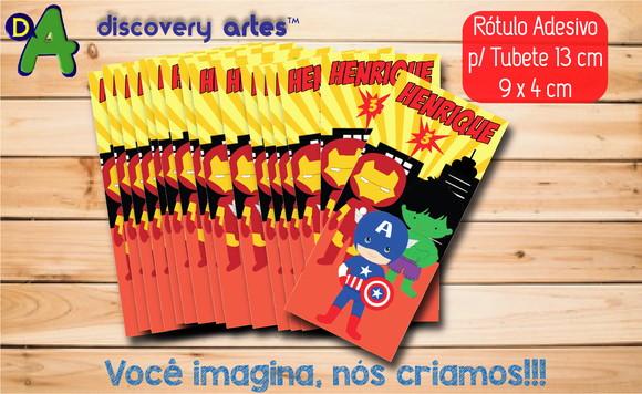 Rótulo Adesivo Tubete Super Herois