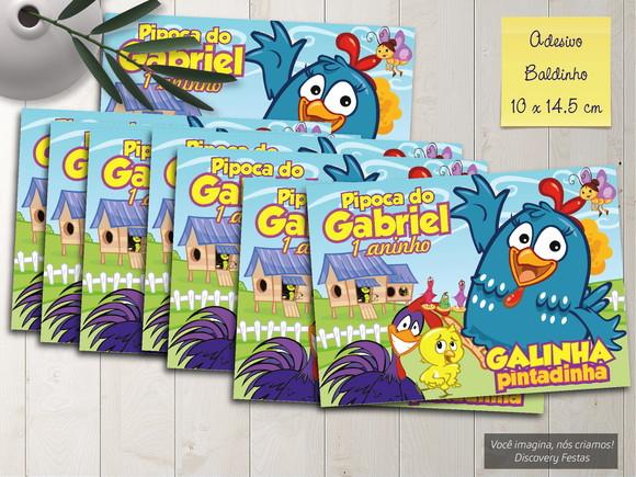 Rótulo Adesivo Baldinho Galinha Pintadinha