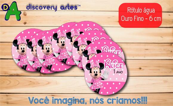 Rótulo Adesivo Água Ouro Fino Minnie Rosa