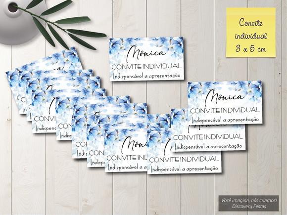 Convite Individual 15 Anos Floral Azul