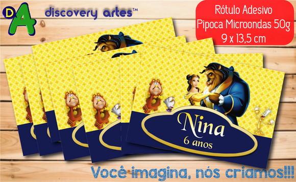 Rótulo Adesivo Pipoca de Microondas a Bela e a Fera