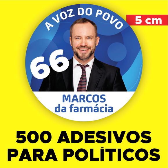 500 Adesivos para Campanha Política Personalizado (5 Cm)
