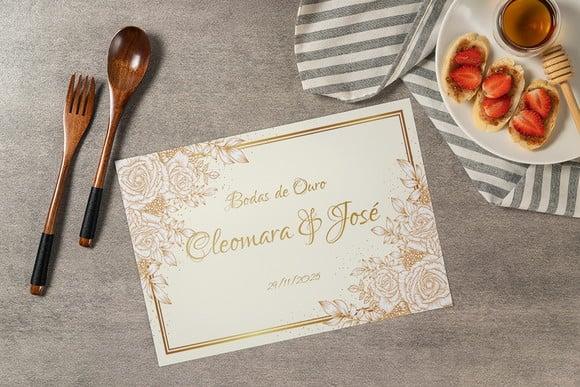 Jogo Americano Bodas de Ouro (descartável)
