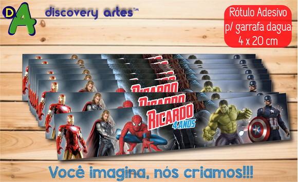 Rótulo Adesivo Garrafa D'água Super Herois