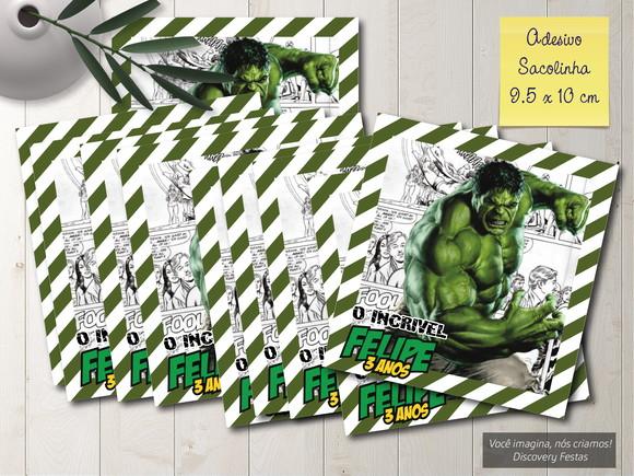 Rótulo Adesivo Sacola Hulk