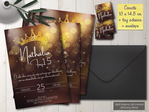 Convite Debutante Preto com Dourado
