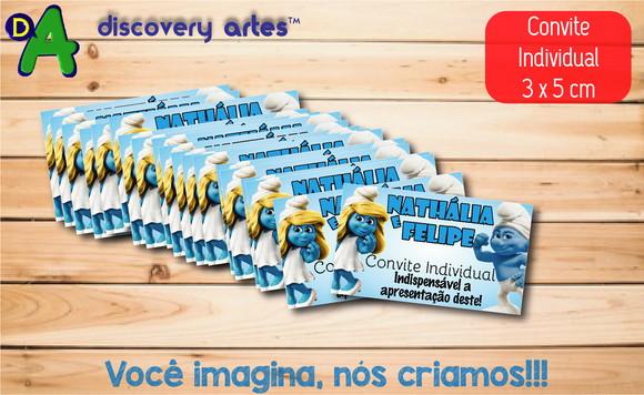 Convite Individual Smurfs