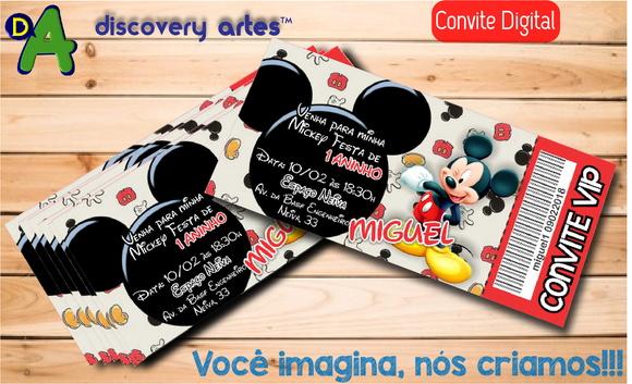 Convite Ingresso Digital Mickey