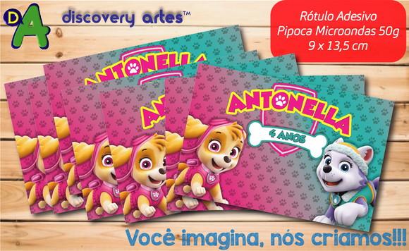 Rótulo Adesivo Pipoca de Microondas Patrulha Canina Skye