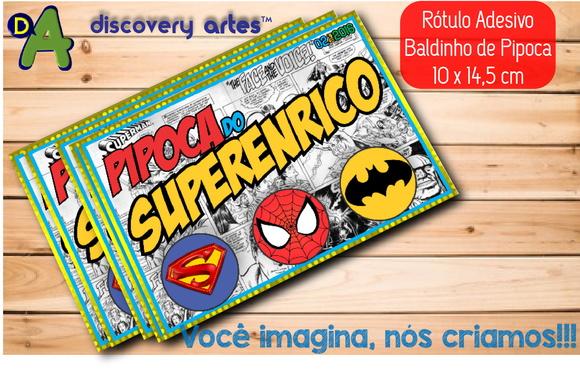 Rótulo Baldinho de Pipoca Super Herois