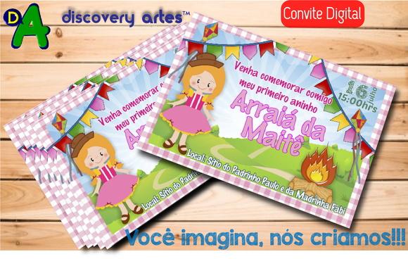 Convite Digital Festa Junina Rosa
