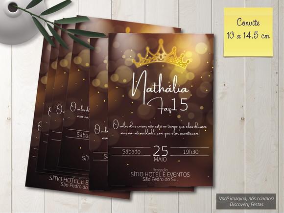 Convite Debutante Preto com Dourado