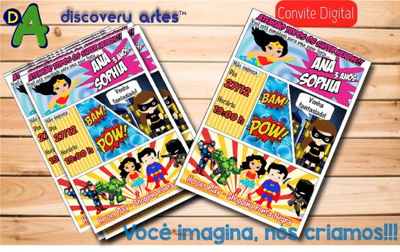 Convite Digital Gibi Super Heroinas