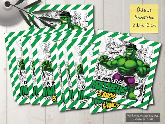 Rótulo Adesivo Sacola Hulk