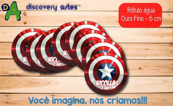 Rótulo Adesivo Água Ouro Fino Capitão America