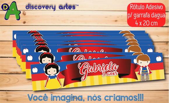 Rótulo Adesivo Garrafa de Água Branca de Neve