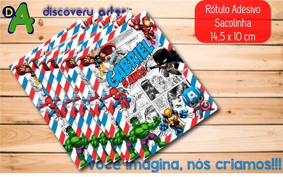 Rótulo Adesivo Sacola Super Herois
