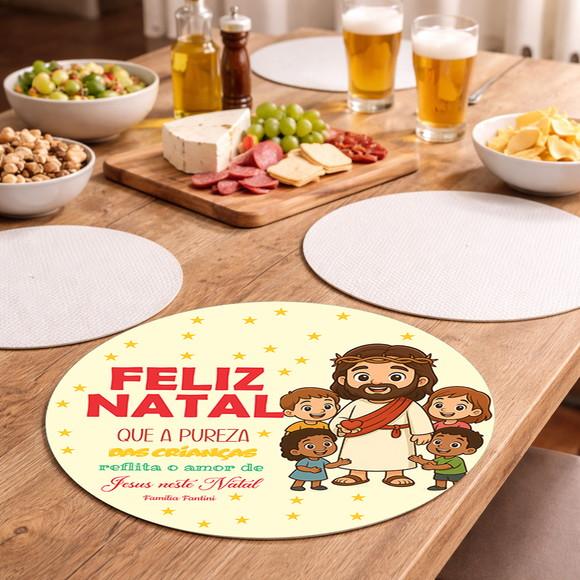 Sousplat Redondo Feliz Natal (descart. - Papel Fotográfico)