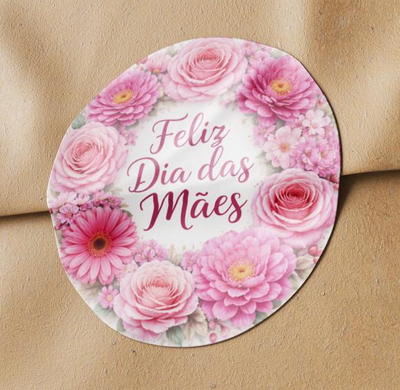 140 Etiquetas Adesivos Feliz Dia das Mães 4 cm