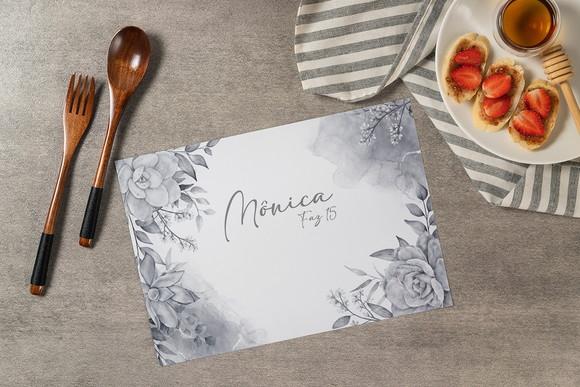 Jogo Americano Floral Cinza (descartável)