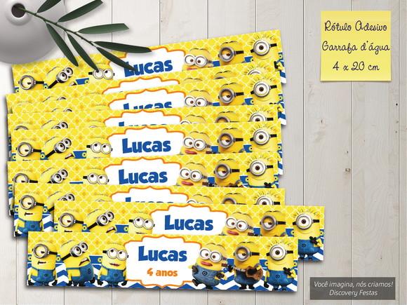 Rótulo Adesivo Garrafa D'água Minions